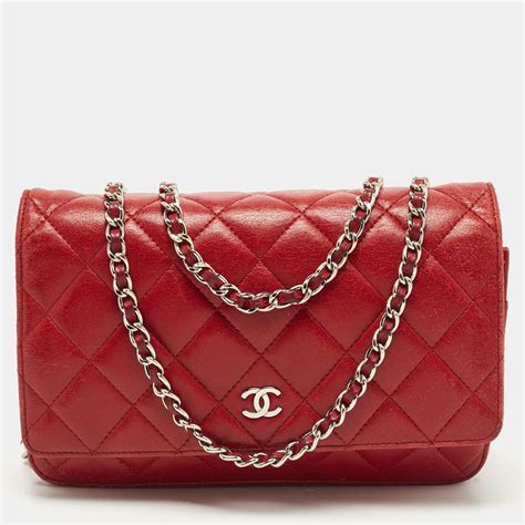 chanel quilted wallet on chain red|Chanel wallet on chain price.